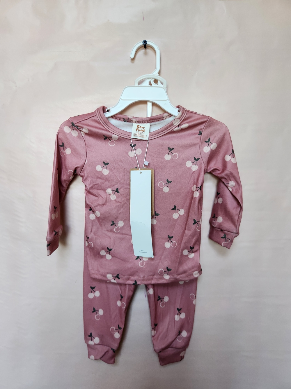 Cozy Pink Cherry Print Pajama Set